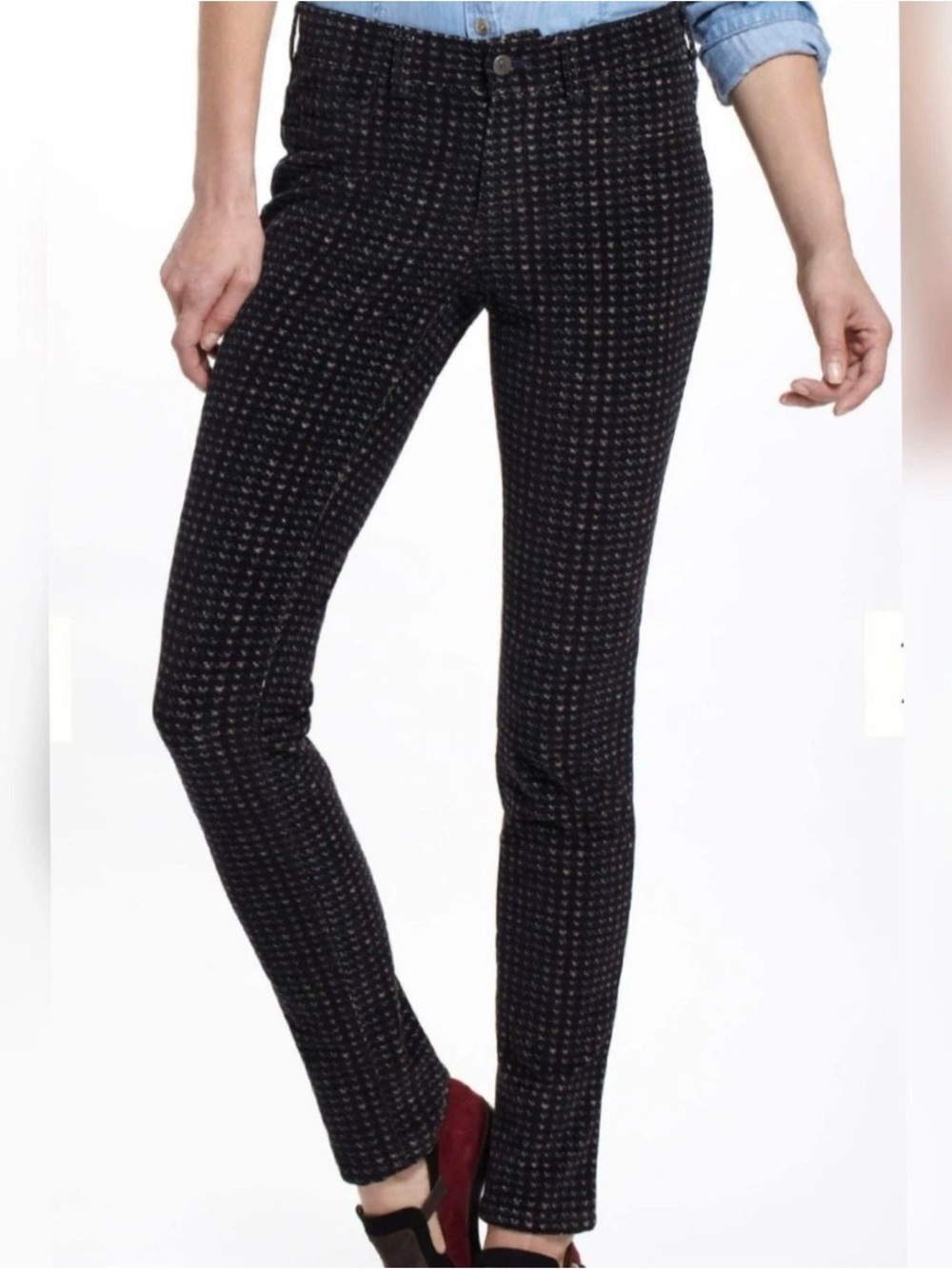 Pilcro and the Letterpress Serif Black Gray Houndstooth Skinny Jeans